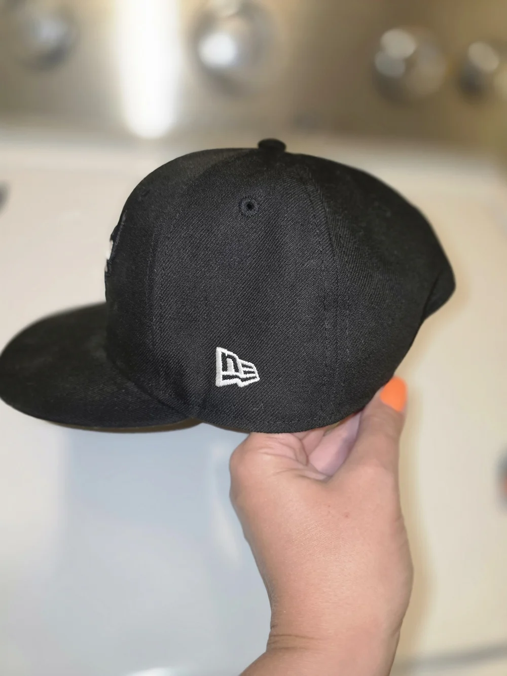 New Era Black Snapback Hat with White Bulls Patch
